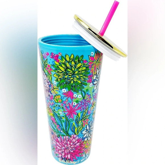 LILLY PULITZER Walking On‎ Sunshine Tumbler with Straw 24oz. - Picture 3 of 5